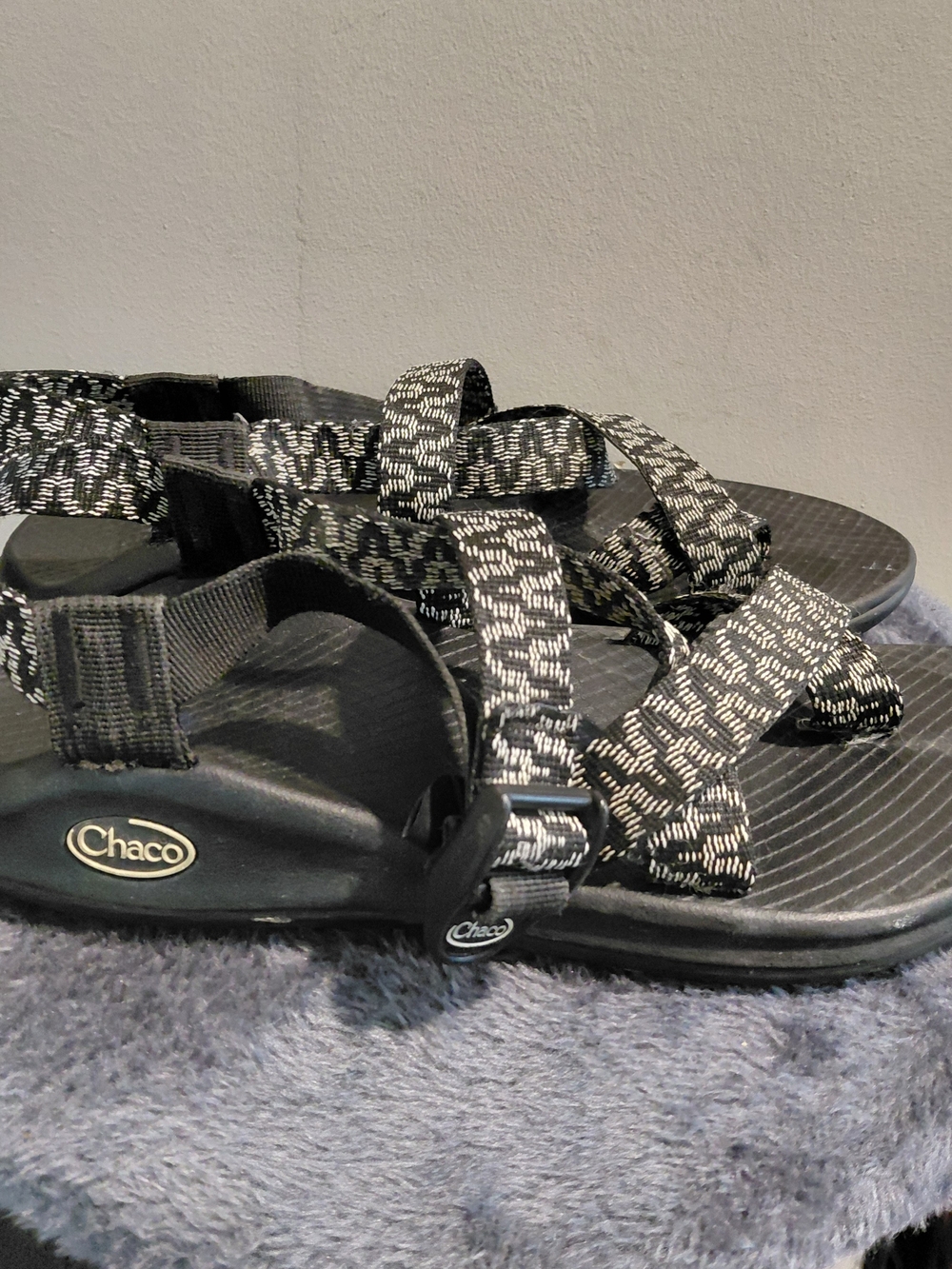 Chaco Black & White Z Cloud  Patterned Strap Sandals